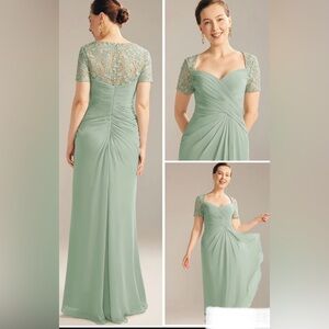 AW BRIDAL TSAR DRESS
Sage Green Elegant Lace Evening Gown Sz 10